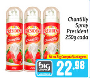 Supermercados Big Compra Chantilly Spray President 250g cada oferta