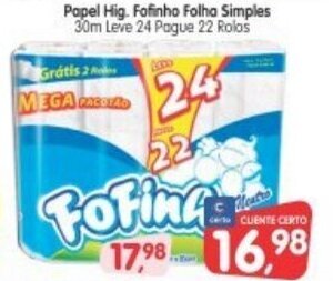Cercadão Papel hig. Fofinho Folha Simples oferta