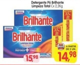 Detergente Po Brilhante Limpeza Total cx 2.2kg