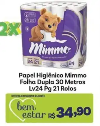 Papel Higiênico Mimmo Folha Dupla 30 Metros Lv24 Pg 21 Rolos