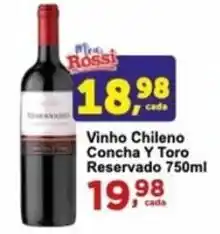 Rossi Supermercado Vinho Chileno Concha y Toro Reservado 750ml oferta