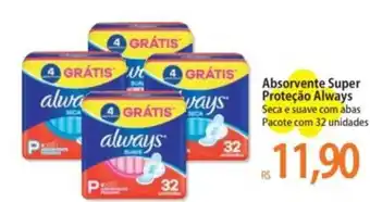 Atacadão Absorvente Super Proteção Always Seca e suave com abas Pacote com 32 unidades oferta