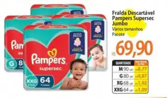 Atacadão Fralda Descartável Pampers Supersec Jumbo Vários tamanhos Pacote oferta