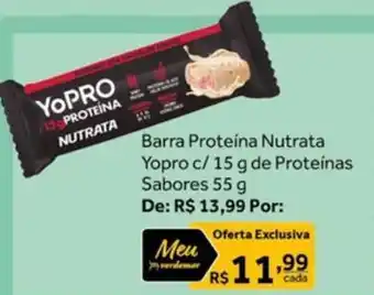 Barra Proteína Nutrata Yopro c/ 15 g de Proteínas Sabores 55 g