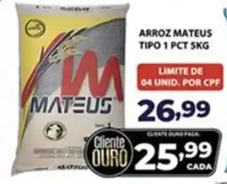 Supermercados Tiaozinho ARROZ MATEUS TIPO 1 PCT 5KG oferta