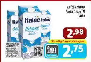 Supermercados Big Compra Leite Longa Vida Italac Cada 1L oferta