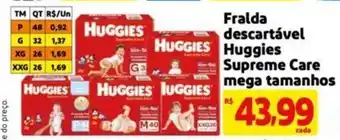 Extra Supermercado Fralda descartável Huggies Supreme Care mega tamanhos oferta