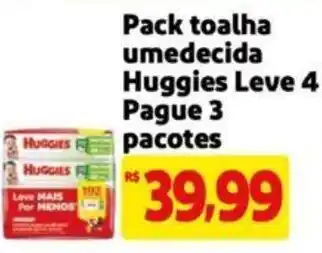 Extra Supermercado Pack toalha umedecida Huggies Leve 4 Pague 3 pacotes oferta