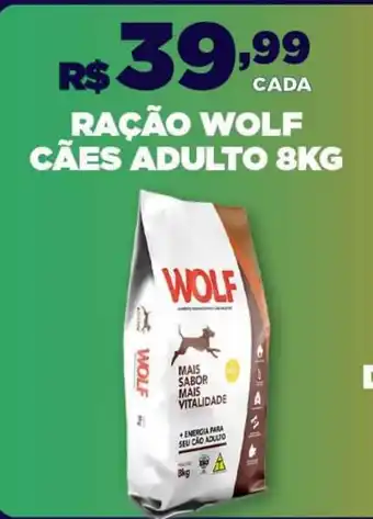 DB Supermercados RAÇÃO WOLF CÃES ADULTO 8KG oferta