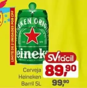 Supermercados São Vicente Cerveja Heineken Barril 5L oferta