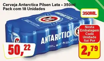Rede Supermarket Cerveja Antarctica Pilsen Lata - 350ml Pack com 18 Unidades oferta
