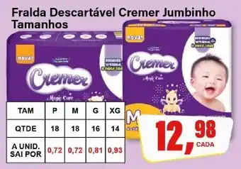 Rede Supermarket Fralda Descartável Cremer Jumbinho Tamanhos oferta
