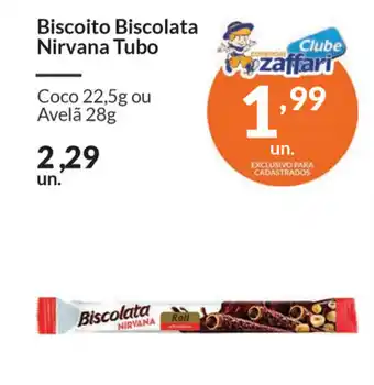 Comercial Zaffari Biscoito Biscolata Nirvana Tubo Coco 22.5g, Avela 28g oferta