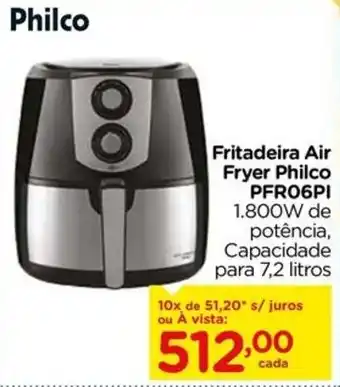 Carrefour Fritadeira Air Fryer Philco PFRO6PI 1.800W de potência, Capacidade para 7,2 litros oferta