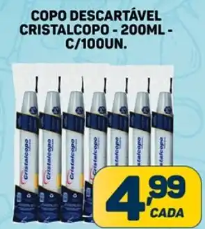 COPO DESCARTÁVEL CRISTALCOPO - 200ML - C/100UN.