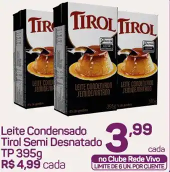 Rede Vivo Leite Condensado Tirol Semi Desnatado TP 395g oferta