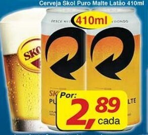 Supermercados Guanabara Cerveja Skol Puro Malte latao 410ml oferta