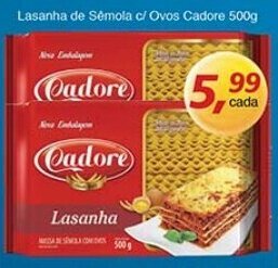 Supermercados Guanabara Lasanha de Semola c/ Ovos Cadore 500g oferta