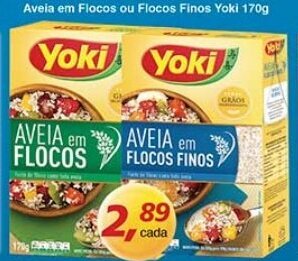 Supermercados Guanabara Aveia em Flocos ou Flocos Finos Yoki 170g oferta