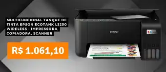 MULTIFUNCIONAL TANQUE DE TINTA EPSON ECOTANK L3250 WIRELESS IMPRESSORA, COPIADORA, SCANNER