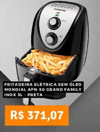 Pontofrio FRITADEIRA ELÉTRICA SEM ÓLEO MONDIAL AFN-50 GRAND FAMILY INOX 5L PRETA oferta