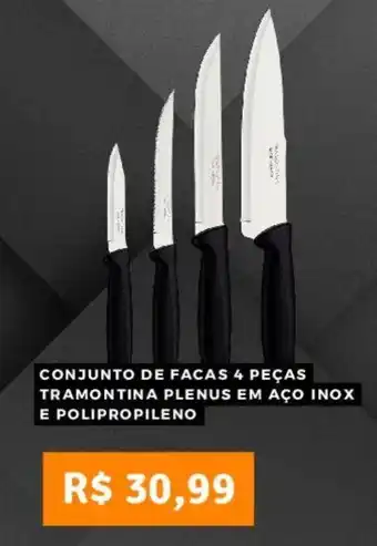 Pontofrio CONJUNTO DE FACAS 4 PEÇAS TRAMONTINA PLENUS EM AÇO INOX E POLIPROPILENO oferta