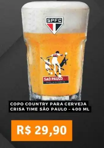 COPO COUNTRY PARA CERVEJA CRISA TIME SÃO PAULO - 400 ML