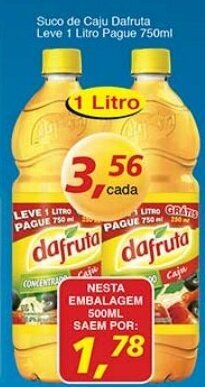 Suco de Caju Dafruta leve 1L pague 750ml