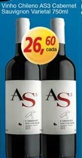 Supermercados Guanabara Vinho Chileno AS3 Cabernet Sauvignon Varietal 750ml oferta