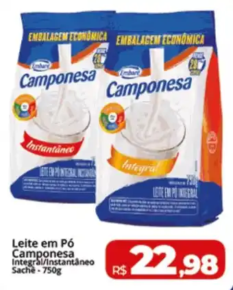 Rebouças Supermercados Leite em Pó Camponesa Integral/Instantâneo Sache - 750g oferta