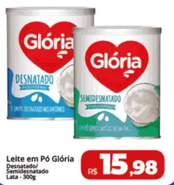 Rebouças Supermercados Leite em Pó Glória Desnatado/ Semidesnatado Lata-300g oferta