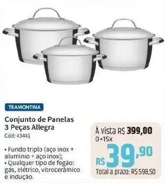 Deltasul TRAMONTINA Conjunto de Panelas 3 Peças Allegra oferta