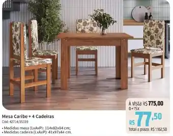 Deltasul Mesa Caribe + 4 Cadeiras oferta