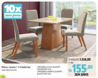 Deltasul Mesa Joana + 4 Cadeiras Cód: 43216/43218 oferta