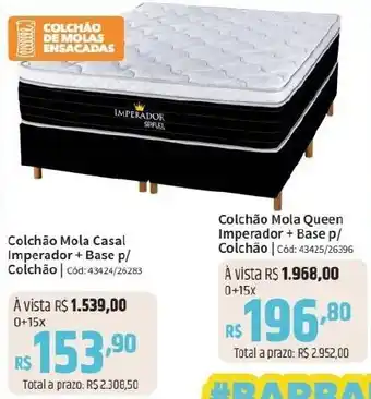 Colchão Mola Casal Imperador + Base p/ Colchão | cód:43424/26283