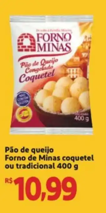 Extra Supermercado Pao de queijo Forno de Minas coquetel ou Tradicional 400g oferta