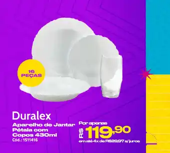 Casa e Vídeo Duralex Aparelho de Jantar Pétala com Copos 430ml Cód.: 1511416 oferta