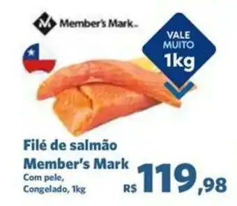 Sam's Club Filé de salmão Member's Mark Com pele, Congelado, 1kg oferta