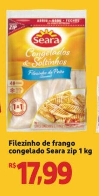 Filezinho de frango congelado Seara Zip 1kg