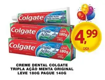 Creme Dental Colgate Tripla Acao Menta Original Leve 180g Pague 140g
