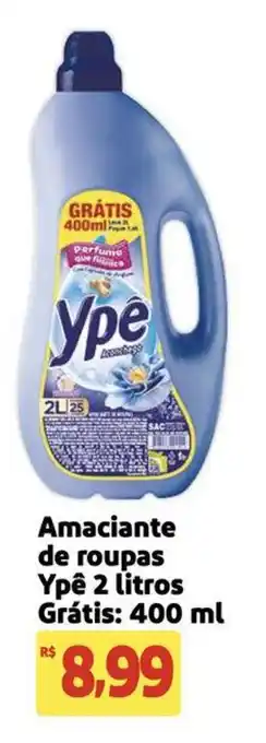 Extra Supermercado Amaciante de roupas Ypê 2 litros Grátis: 400 ml oferta