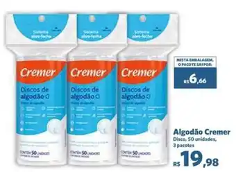 Algodão Cremer Disco, 50 unidades, 3 pacotes