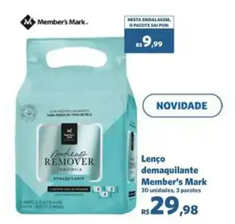 Sam's Club Lenço demaquilante Member's Mark 30 unidades, 3 pacotes oferta