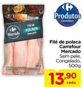 Carrefour Filé de polaca Carrefour Mercado Sem pele, Congelado, 500g oferta