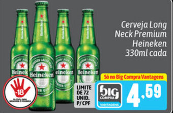 Supermercados Big Compra Cerveja Long Neck Premium Heineken 330ml cada oferta