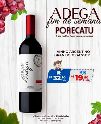 Supermercado Porecatu VINHO ARGENTINO GRAN BODEGA 750ML oferta