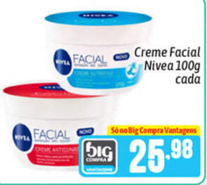 Supermercados Big Compra Creme facial Nivea 100g cada oferta