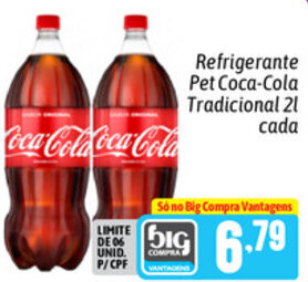 Supermercados Big Compra Refrigerante Pet Coca-Cola Tradicional 2L cada oferta