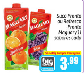 Supermercados Big Compra Suco Pronto ou Refresco Pronto Maguary 1L sabores cada oferta