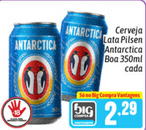 Supermercados Big Compra Cerveja lata Pilsen Antarctica Boa 350ml cada oferta